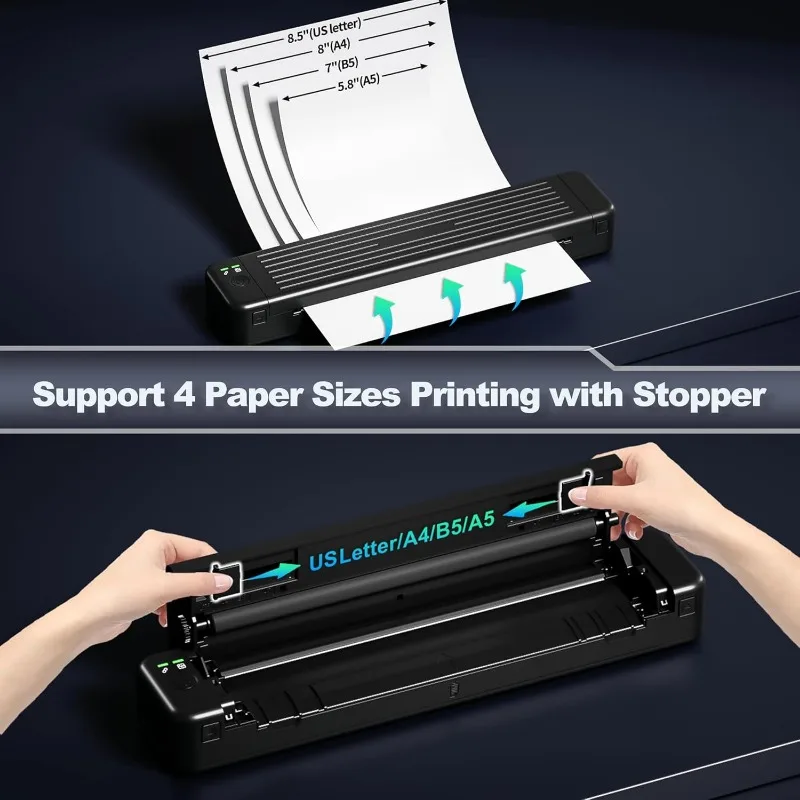 Portable Printer, Wireless Printers for Home use,8.5 x 11 White, Thermal Transfer Printer Compatible With Laptop，home.