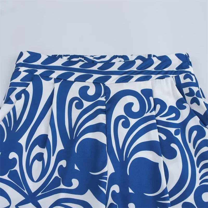 KEYANKETIAN 2026 ربيع جديد نمط العرقية الطوطم طباعة المرأة مستقيم الساق السراويل مرونة الخصر مطوي الديكور بنطلون طويل