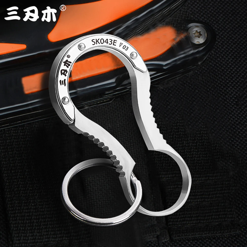 

Stainless Steel Multifunction Keychain, Gourd Shape, Outdoor Hanging Buckle, Car Safety Buckle, EDC, New, A21