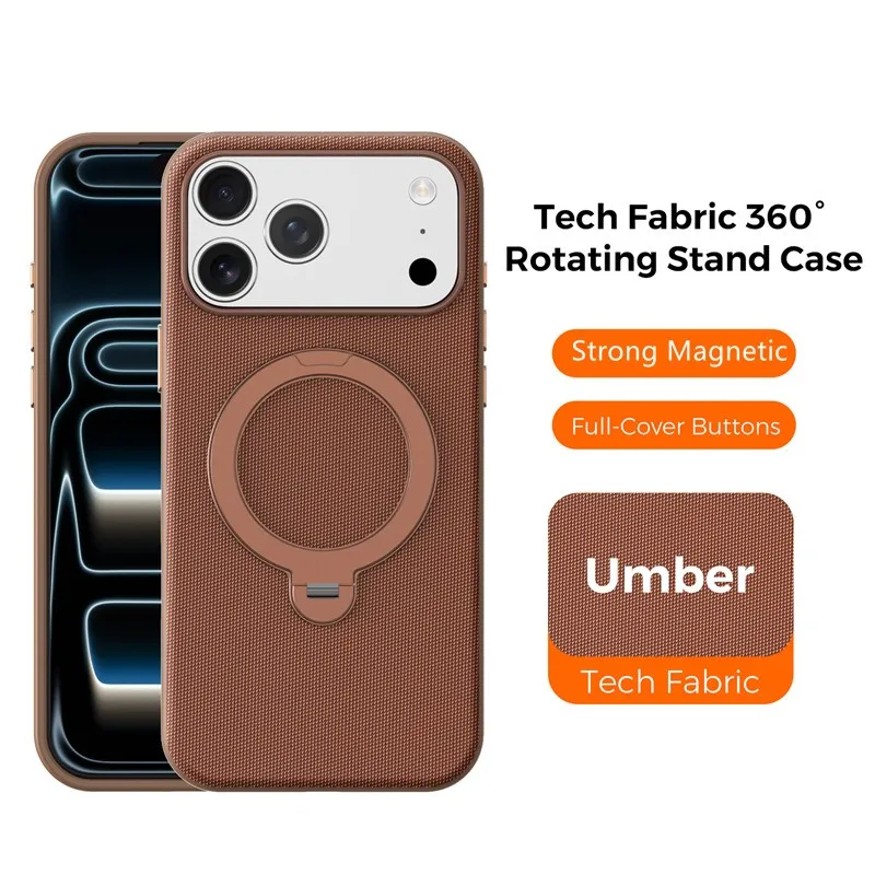 

With Camera AI Button For Magsafe Case For iPhone 17 Pro Max Air 11 12 13 14 15 16 Pro Luxury Leather Magnetic 360 Bracket Cover