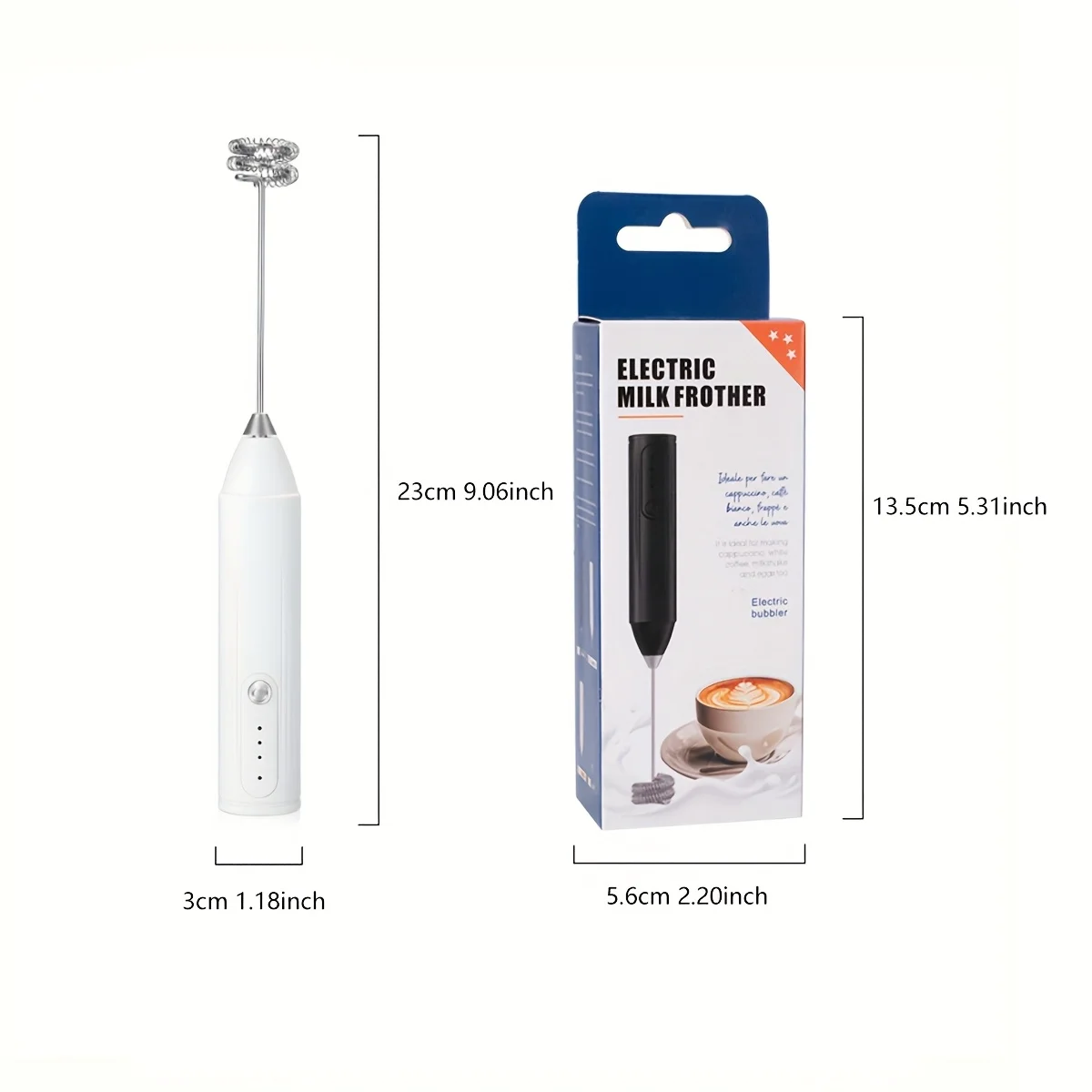 3-Speed Handheld Milk Frother, 9.72in Length, for Frothing Milk & Stirring Drinks, Includes USB-C Cable, Easy to Use