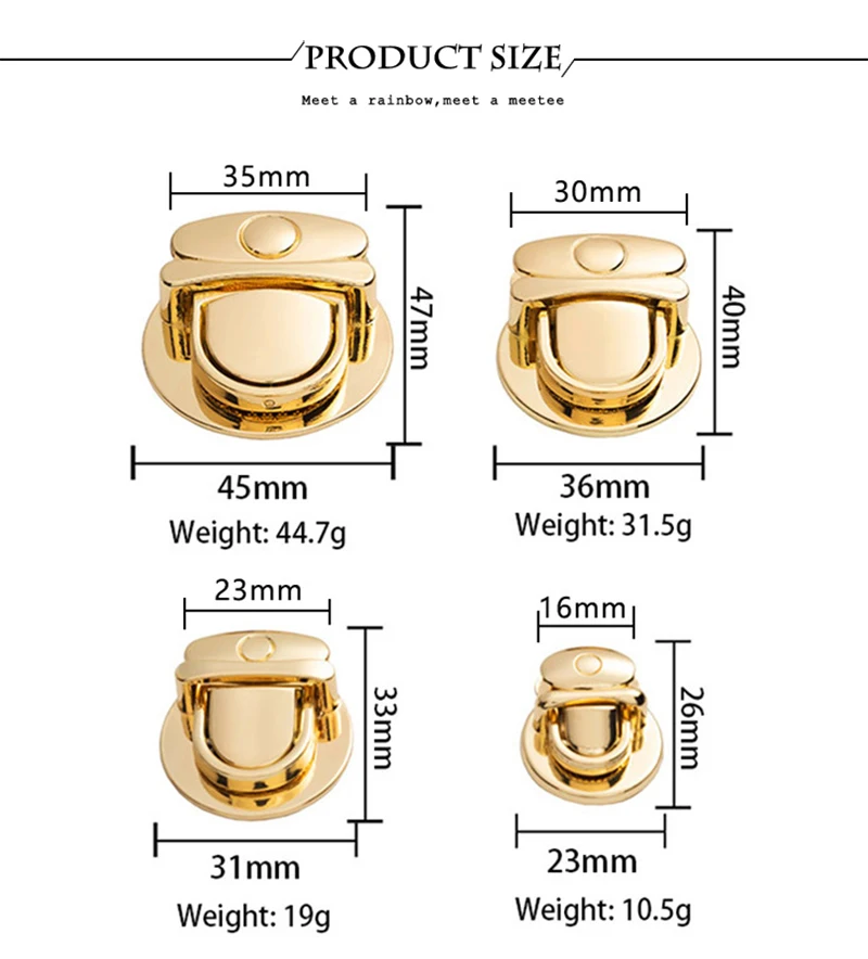 2/5Pcs Metal Turn Lock Snap Buckles for Handbag Women Bag Twist Locks Clasps Closure DIY Latch Buckle Hardware Accessories
