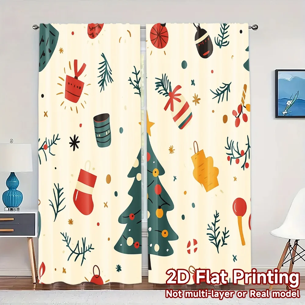2 قطعة ، ستائر شجرة عيد الميلاد ثلج هدية الشتاء (3) ستائر أنيقة ومعالجة النافذة ستائر غزل متعددة الاستخدامات جميع المعيشة #1