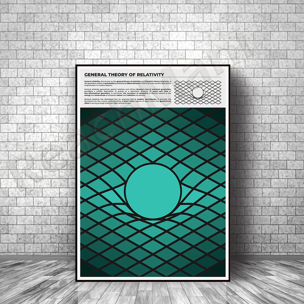 General Theory of Relativity Poster for Classrooms, Physics Print with General Relativity Theory, Science Poster