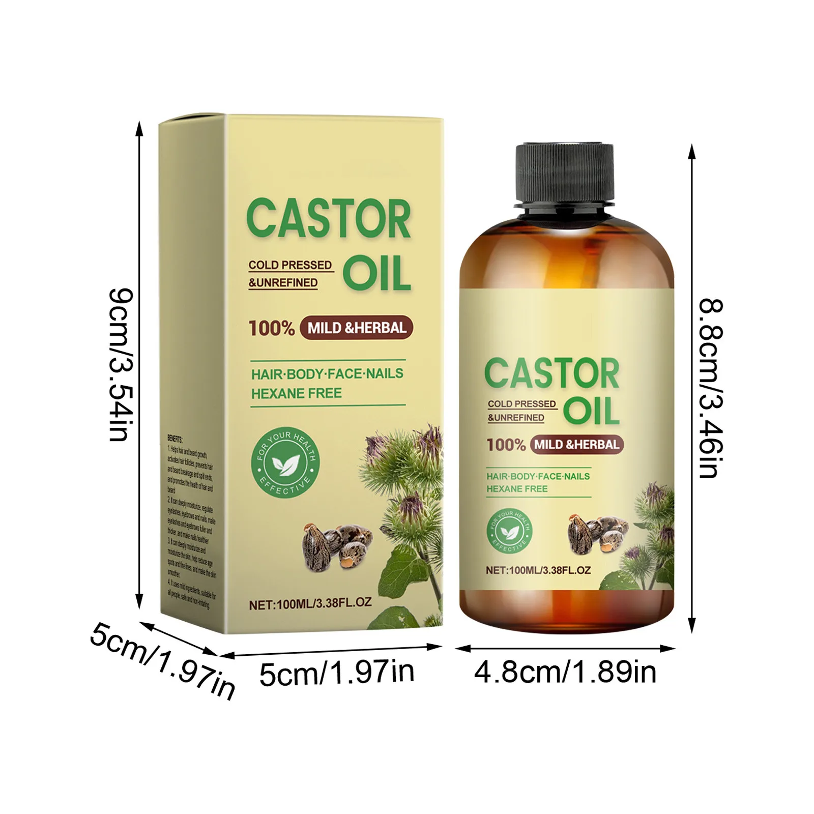 1/5/10PCS Hair Growth Oil Castor Oil Hair Thickening Oil Nourishes The Skin Eyelashes Eyebrows Nail Growth Multieffect One100ml