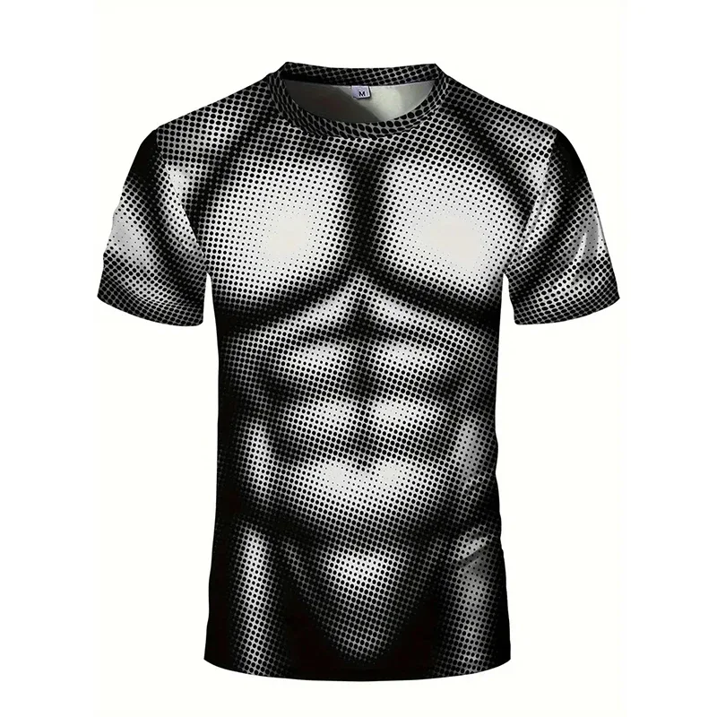 موضة جديدة تأثيري العضلات رجل ثلاثية الأبعاد تي شيرت مطبوع الرجال الصيف عادية كم قصير صعبة الرجل طباعة مضحك تي شيرت اللياقة البدنية الصالة الرياضية #4