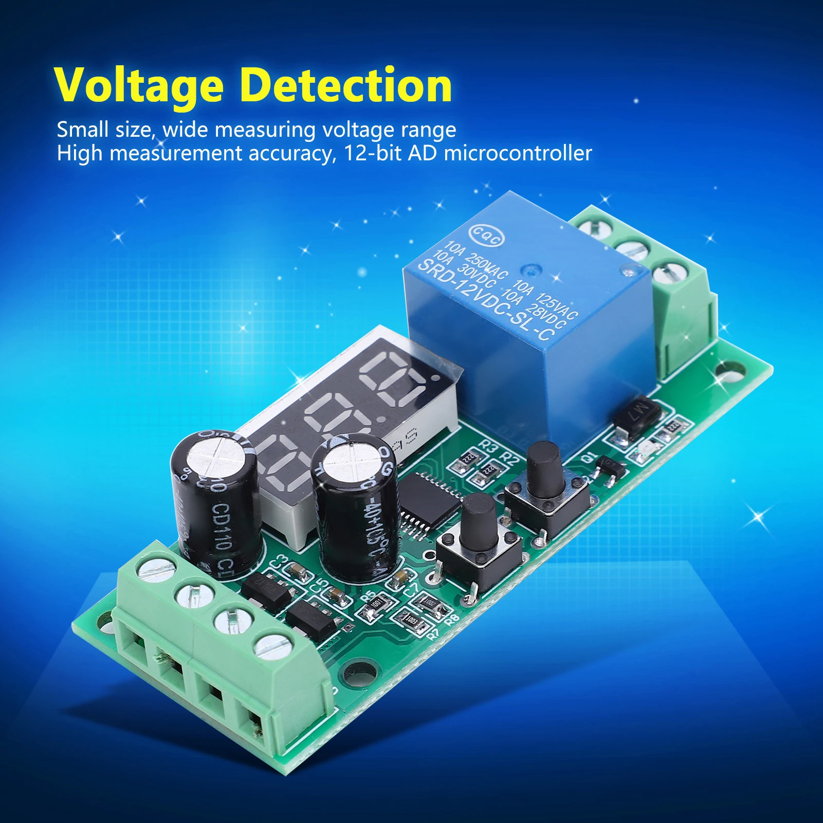Voltage Detection Module Digital Display High Accuracy Relay Electronic Component DC12V Relay Module