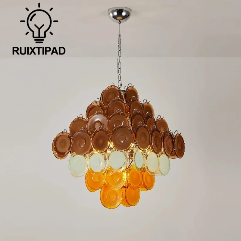 

Vintage Murano Glass Chandelier for Dining Room Decor Italian Glass Art Pendant Light for Living Room Villa Indoor Lighting