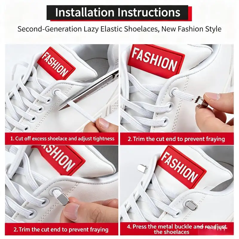Keine Schnürsenkel, elastische Schnürsenkel für Sneaker, 6 mm flache elastische Schnürsenkel ohne Binden, für Kinder und Erwachsene, Schuhzubehör. – Detail 5