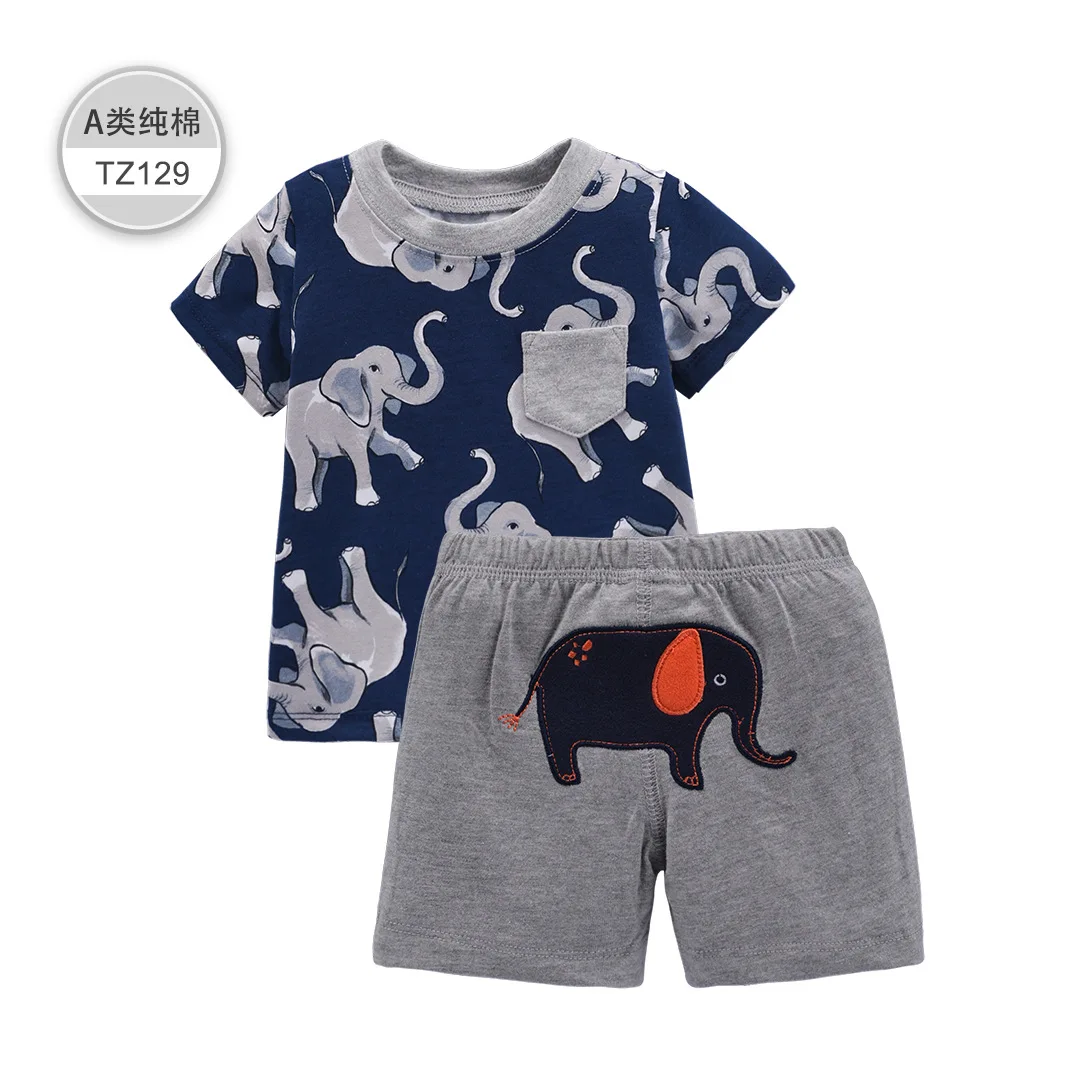 New Baby Girls Clothes Set 2pcs Short-sleeved Tshirt Pants 6M-24M Wear Toddler Boys Kids Clothing SetLion Fox