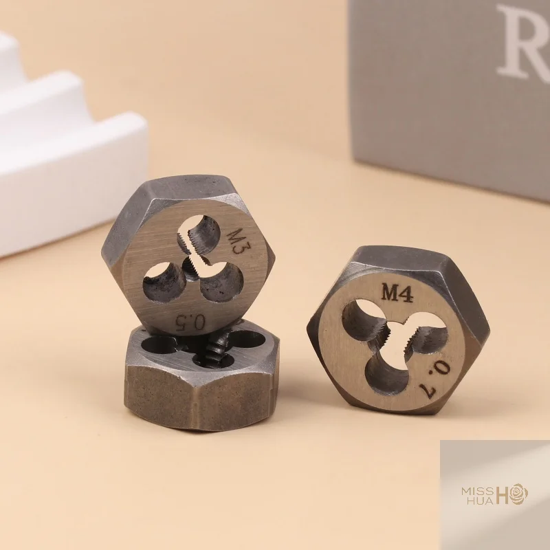 2025 NEW HUA HUA Metric Thread Hexagon Die Hex Cutting Threads Screw Hexagonal Dies M3*0.5 M4*0.7 M5*0.8 M6*1.0 Hand Thread Dies