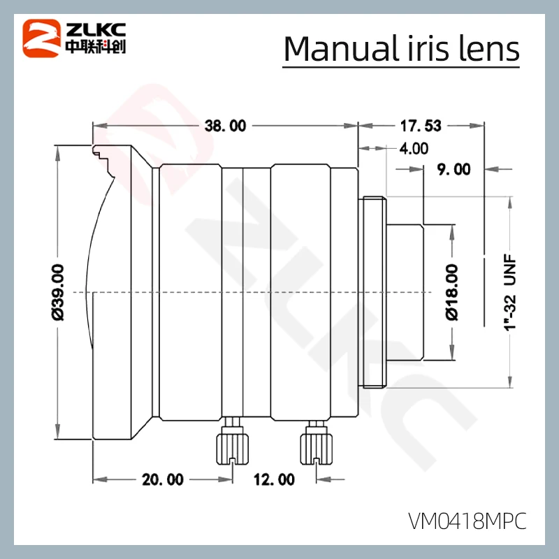 Imagem -04 - Manual Íris Baixa Distorção Máquina Lente de Visão c Montagem para Câmera fa Lente Grande Angular mm Tamanho do Sensor F1.8 10mp 18