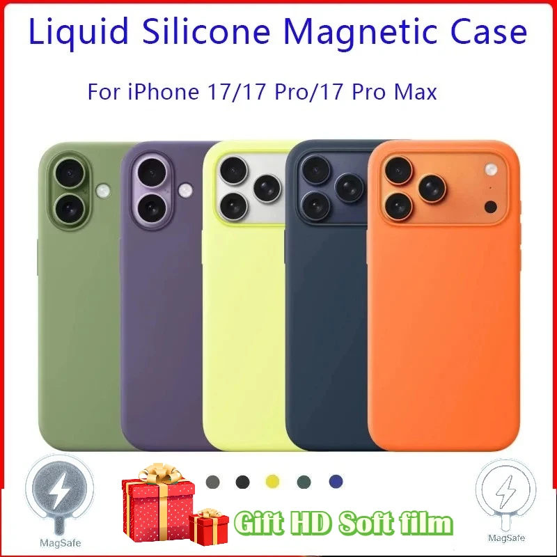 

Оригинальный жидкий силиконовый чехол Magsafe для IPhone 17 Pro Max Air с магнитной анимацией, кнопка управления камерой, защита Funda
