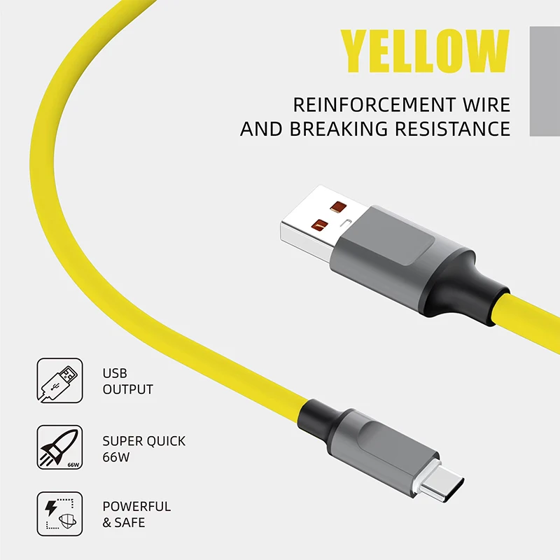 1m 120W USB To Type-C Liquid Silicone Cable PD Fast Charging Cable For Lightning Micro-USB For Iphone Android Smart Phone Orange
