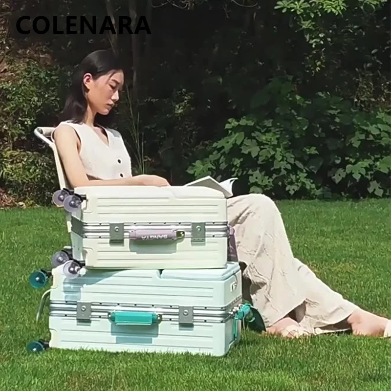 COLENARA USB Charging Suitcase Front Opening Boarding Case Laptop Trolley Case 20