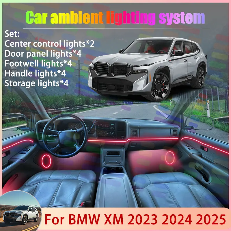 

Для BMW XM G09 2023 2024 2025 2/18 в 1, автомобильная атмосферная лампа, абажур RGB, ансамбль, стример, атмосферный набор, автозапчасти, аксессуар