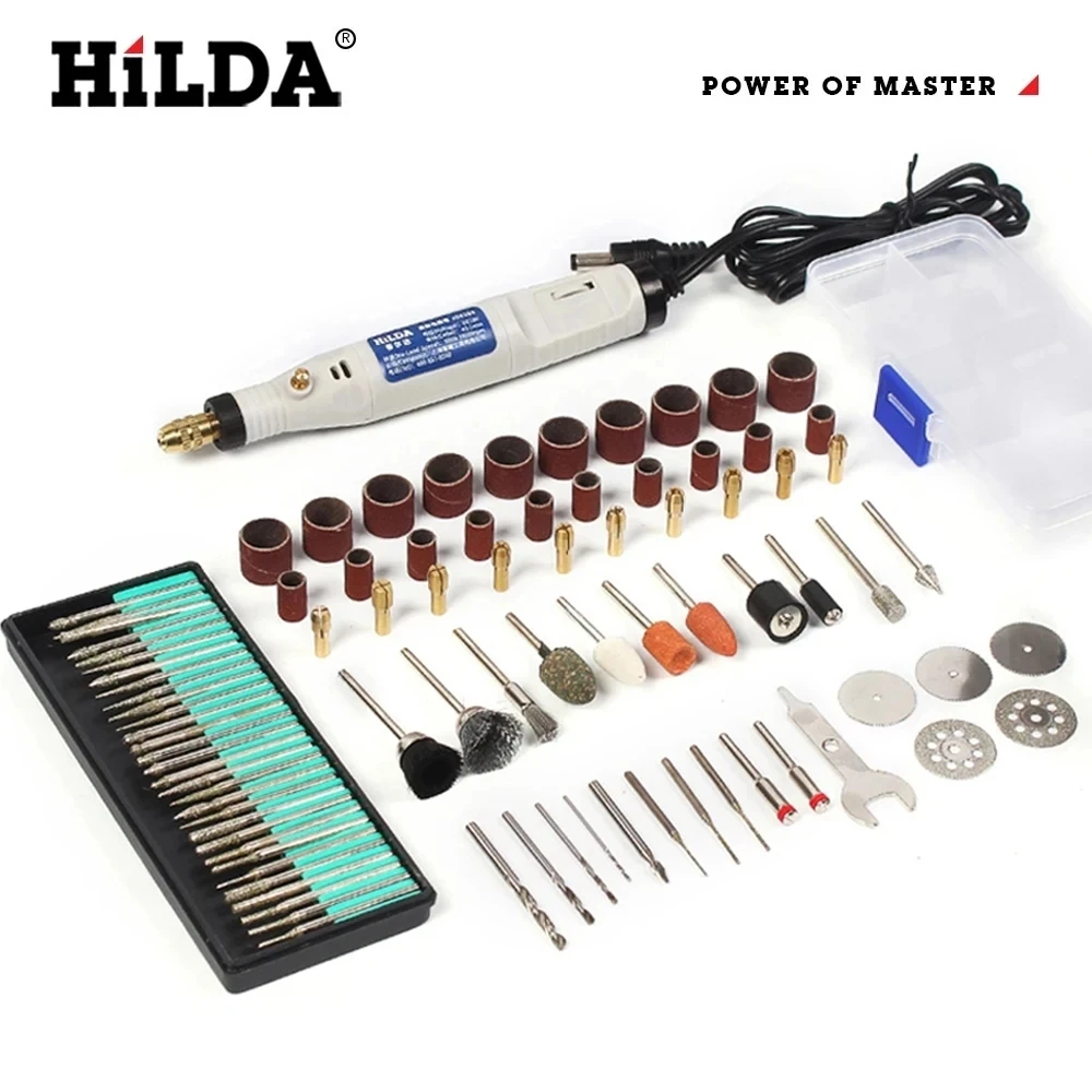 Hilda-mini caneta gravura, mini broca, ferramenta rotativa com conjunto de acessórios de moagem, multifunções, 18v