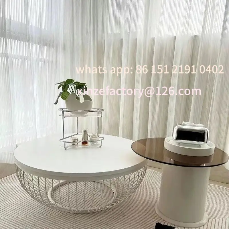 Customizable winter creative coffee table living room household cream round combination simple light
