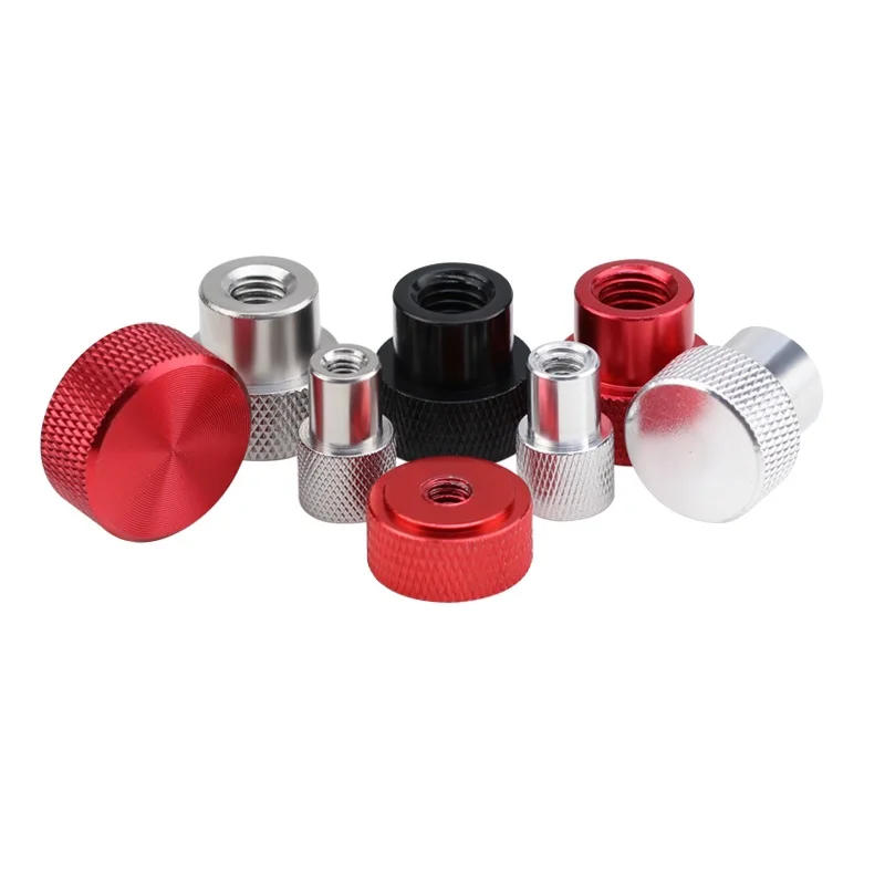 Through-hole/blind Hole Thumb Nut Aluminum Alloy Frame Hand Tighten Flange Nut Step Knurled Thumb Nut Handle Nuts 1/4 3/8