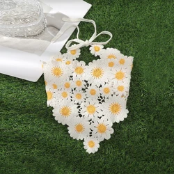 Knitted Flower Daisy Triangle Scarf Headbands Ladies Women French Photo Hair Accessories Holiday Travel Turban Bandana Scarf