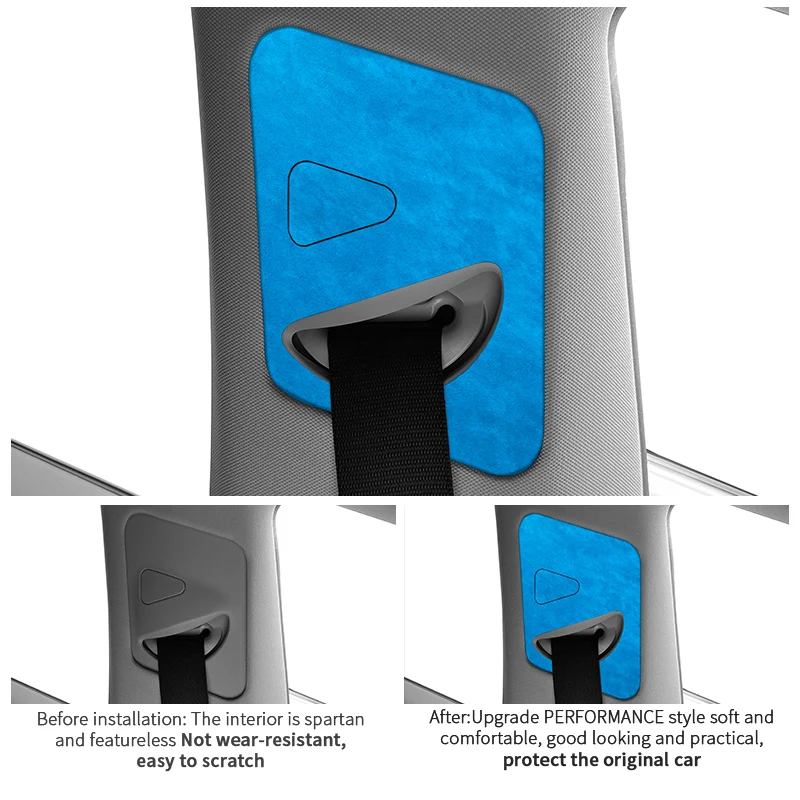 For Tesla Model 3 Model Y Car Seat Belt Retractor Panel Protection Trim Sticker Made of Alcantara Interior Tuning Accessories