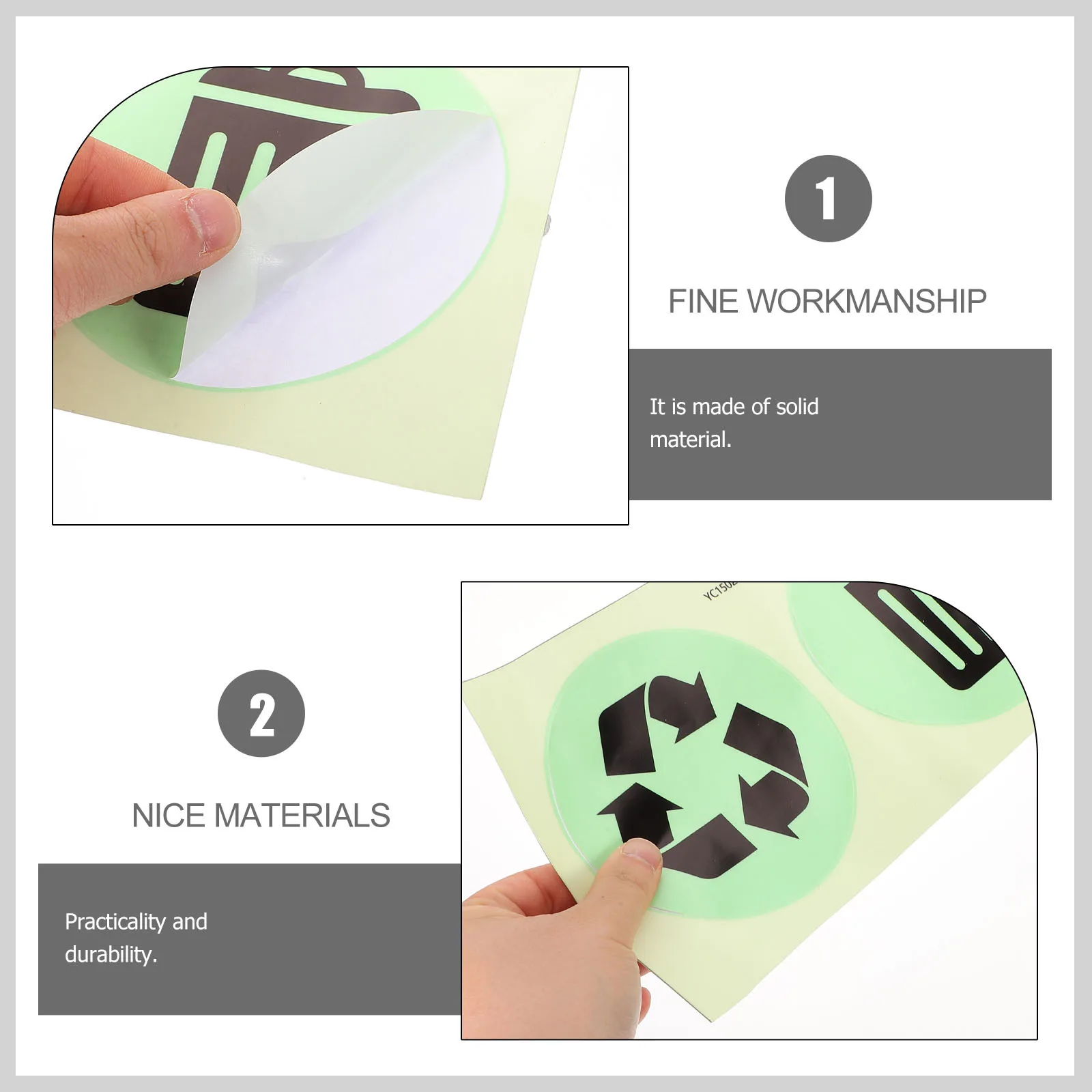 

1 Sheet Noctilucous Recycle Sticker Pvc Waterproof Garbage Sorting Label Recycling Bin Sign Stickers For Trash Can Waste