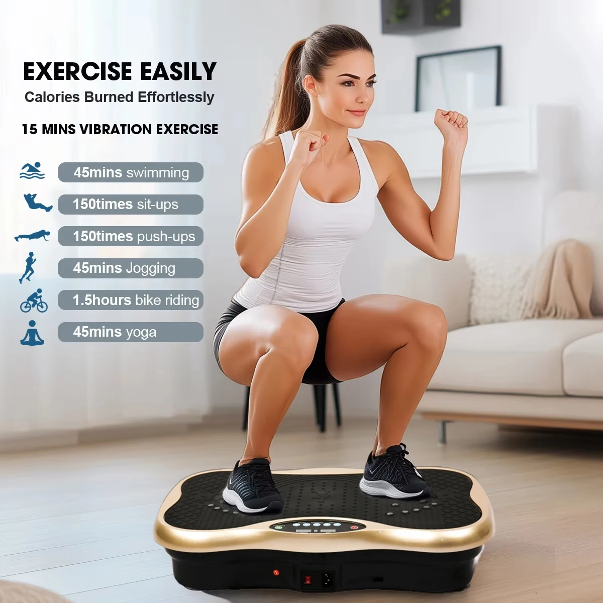 Picture 3: Whole Body Vibration Plate, 53x32x13cm ABS Steel Bluetooth Fitness Machine, Slimming Shaker Plate, Home Gym Exercise Equipment