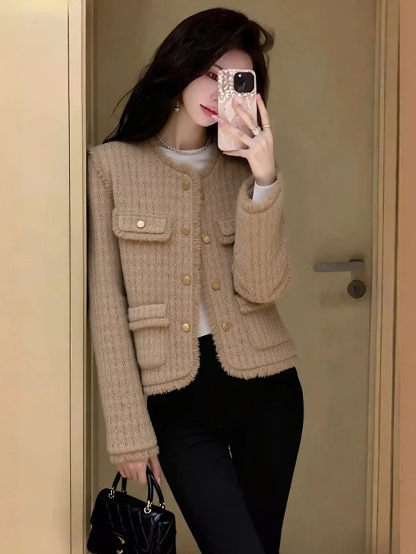 

Ele ort Outerwear Women's Faion Spring 2026 New Ladylike High-End Feeling Street Sle Top for Small Figures