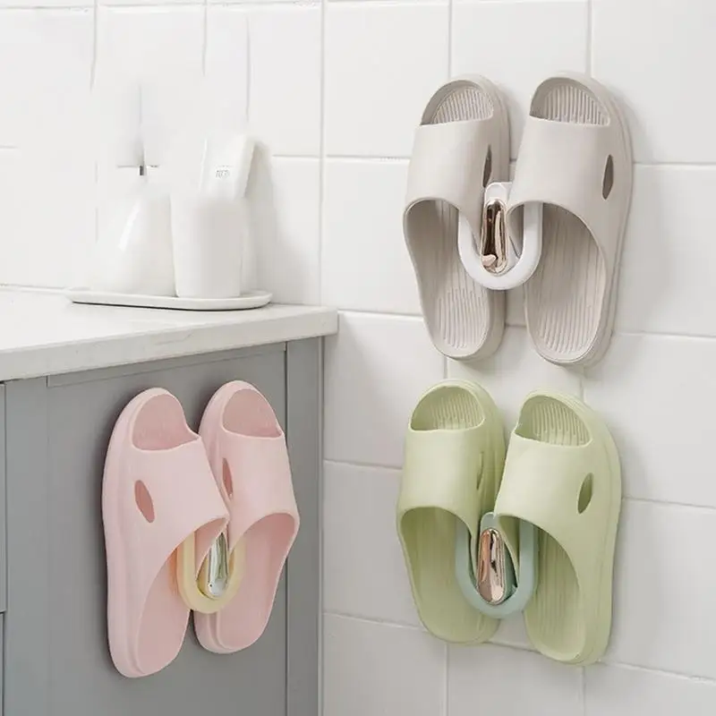 Wall Shoe Holder Shoe Hangers Entryway Bathroom Slippers Holder Hooks No Drilling House Slippers Hanger Rack Adhesive For Robe