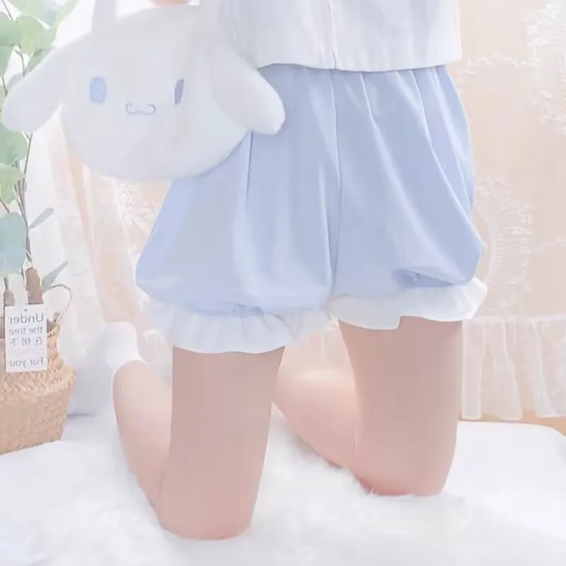 Sweet Chic Lolita Leggings Women Gothic Lace Ruffles Stretchy Underpants Leggings Cute Short Pants Girly Kawaii JK Leggings