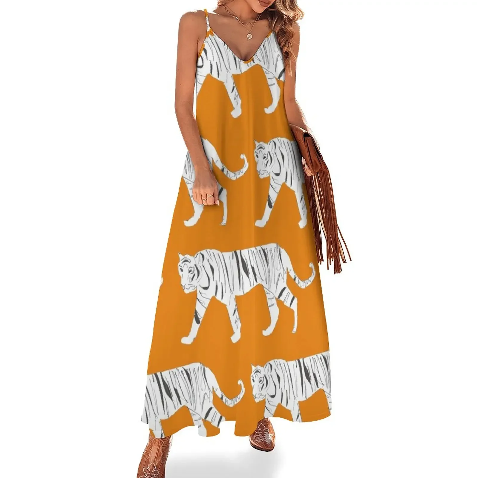 

Tiger Print Sleeveless Dress summer dress woman 2024 trendy festival outfit women Dress