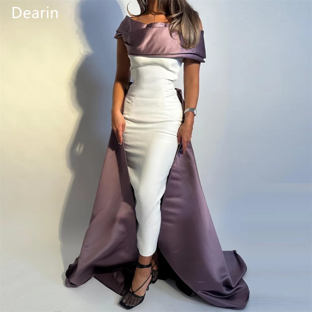 

Customized Saudi Arabia Dearin Off-the-shoulder Sheath Floor Length Skirts Layered Bespoke Occasion Dresses Evening Gown Prom Fo