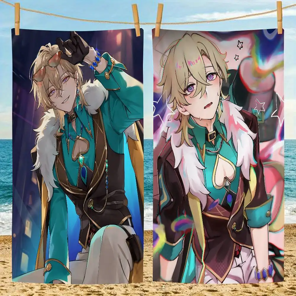 Game Honkai Star Rail aventurine Bath Towel Microfiber Soft Water Absorbing Breathable For Girl Decorative Cartoon Beach Towel