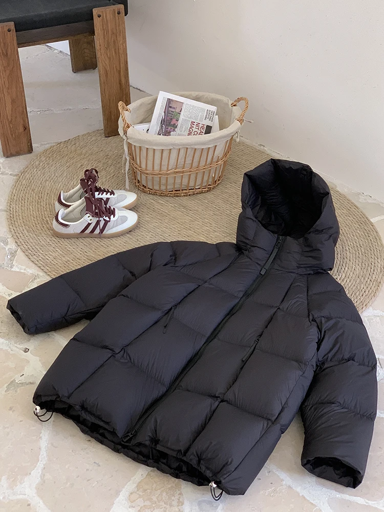 Winter Verdicken Mit Kapuze Unten Jacke Für Frauen Einfarbig Alle Spiel Weiche Zipper Jacken Gerade Bein Lose Pendeln Top