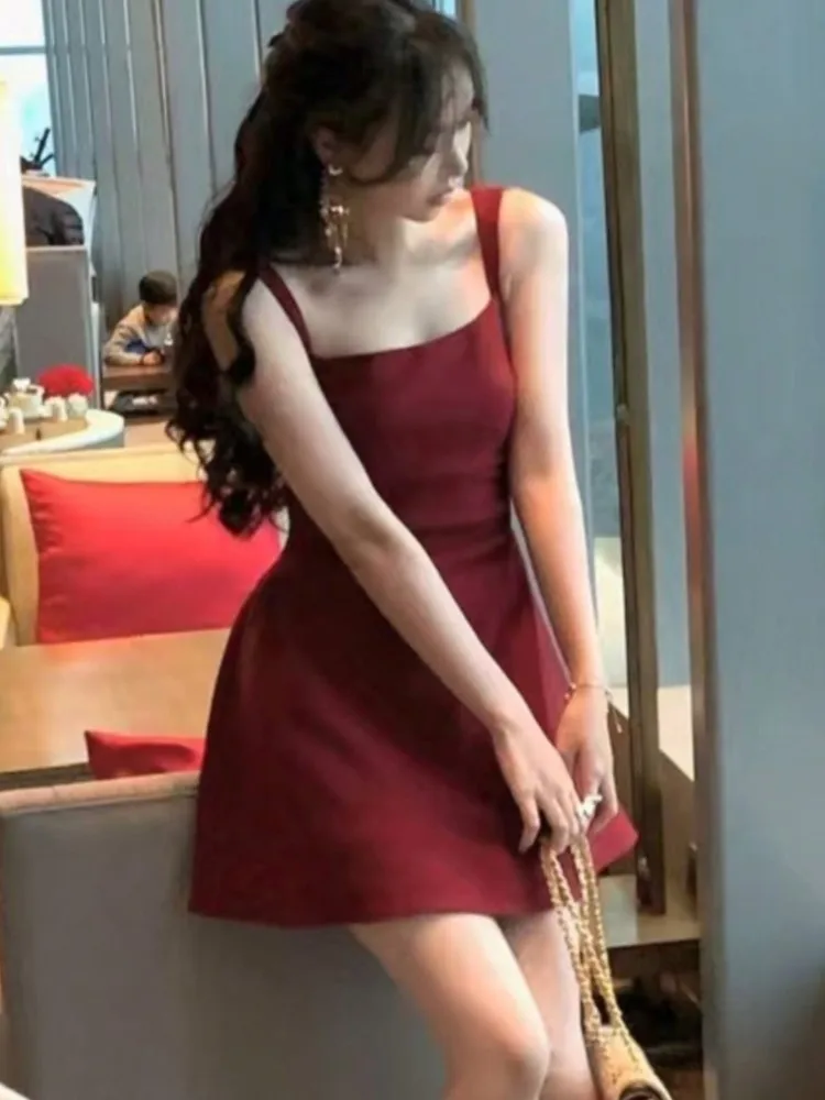 Elegant France Princess Party Evening Short Dresses Wide Straps Women's Clothes 2025 New Summer Plain Corset Sweet Tutu Dress