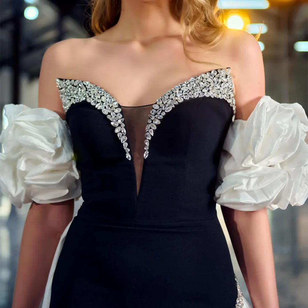 Robe de soirée de forme sirène, classique, col irrégulier, perles, sans manches, plissée, robes de bal d'anniversaire, personnalisées