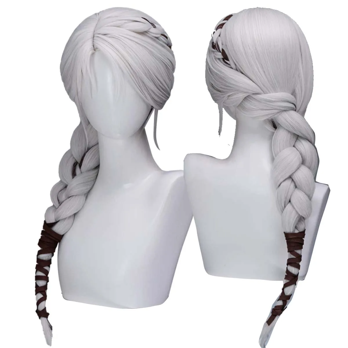 Women Halloween Party Costume Props Witcher Ciri Cosplay Long Braided Heat Resistant Synthetic Hair Wig