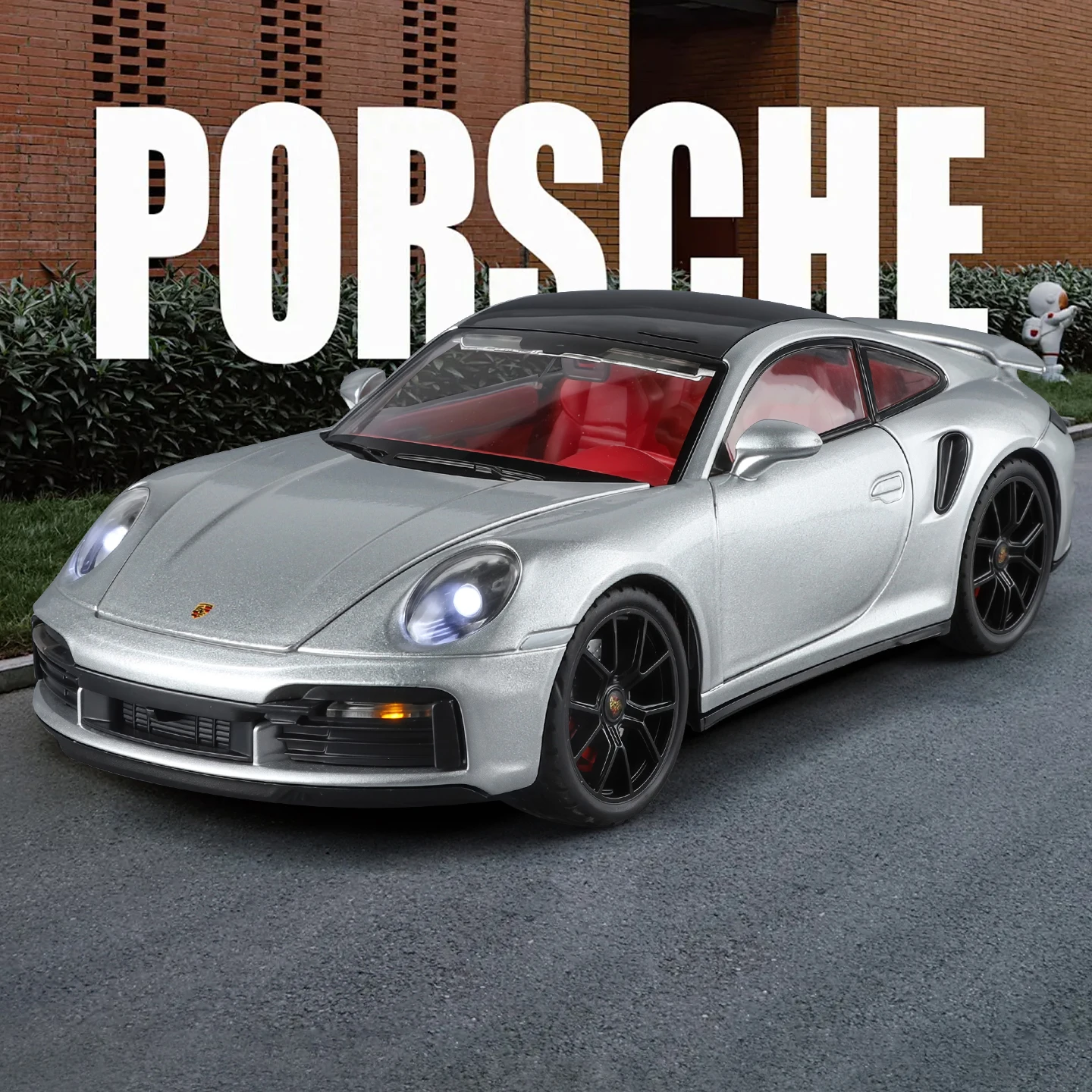 

1/24 Porsche 911 Alloy Die-Cast Sports Car Model with Simulated Sound and Light, Collectible Toy Decoration, Gift for Boys