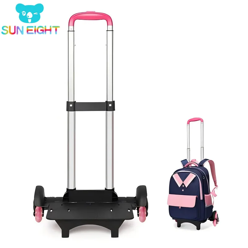 SUN EIGHT Kid Trolley Backpack Wheeled Bag School Bag For Children Wheels Expandable Rod High Function Trolly