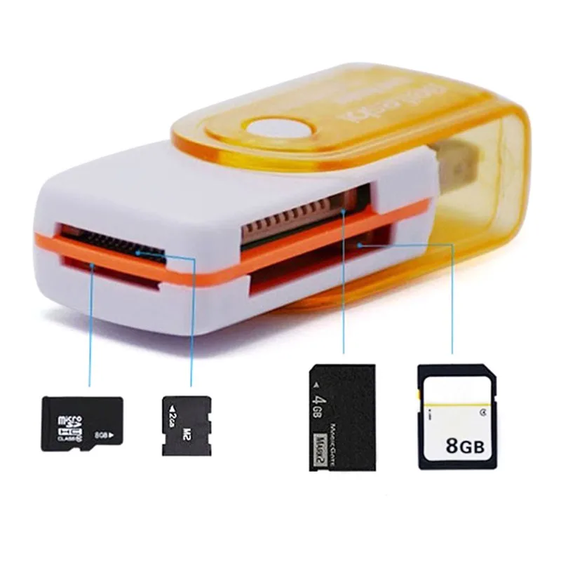 Lector de tarjetas de memoria USB Universal, 4 en 1, para MS, MS-PRO, TF, Micro SD, alta velocidad, multifunción, USB 2,0