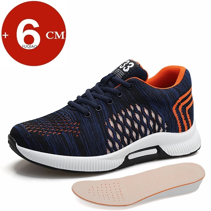 Man Casual Lift Sneakers Summer Hidden Heels Elevator Shoes Comfortable Breathable Heightening Shoes For 6CM Sports Taller Shoes