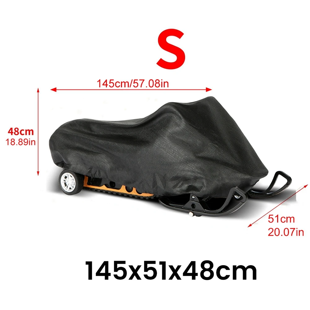 Sneeuwscooter Hoes Waterdichte Stof Trailerbare Sledehoes Anti-uv Winter Motorfiets Buiten Zwart 145X51X48Cm