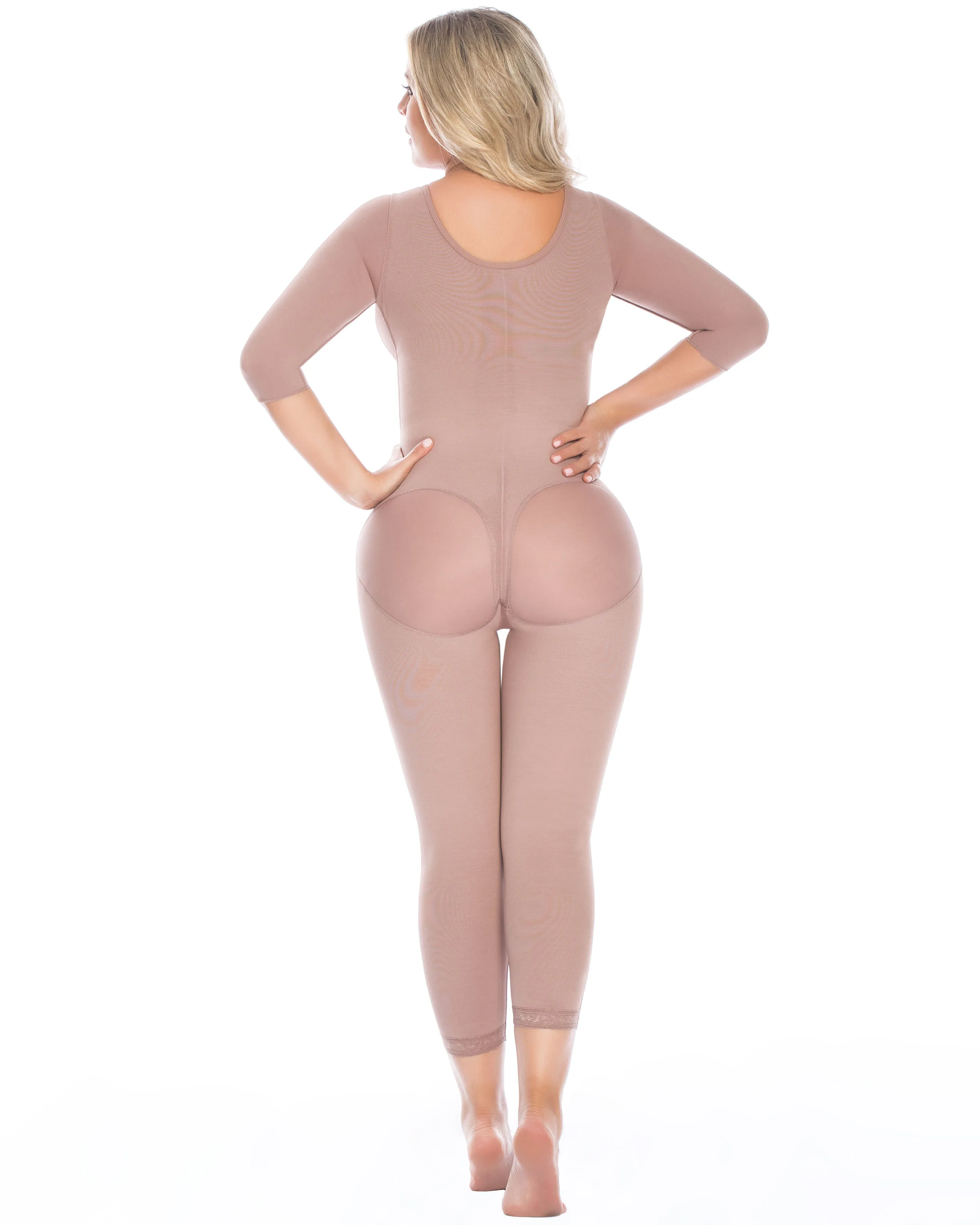 Fajas Colombianas Women\'s Body Shaper Breast Support Side Long Sleeve Tummy Control Long Bodysuit Shapewear Waist Trainer