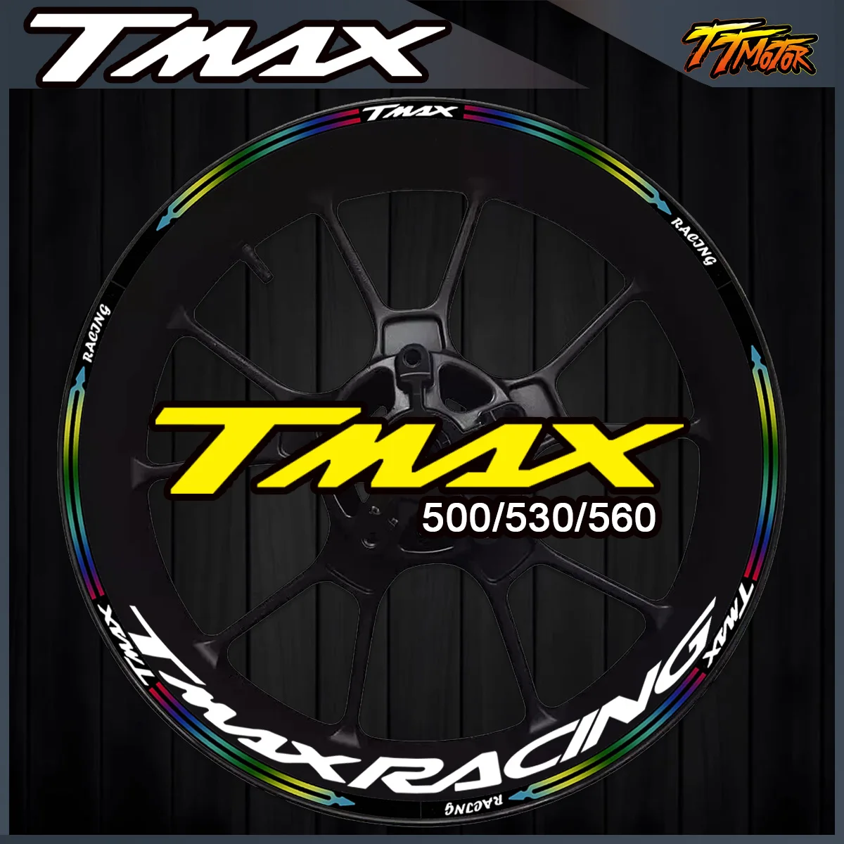 

T-MAX Reflective Motorcycle 15" 15" Wheel Rim Sticker Scooter Hub Stripe Tape Decal Accessori Waterproof For Tmax 500 530 560