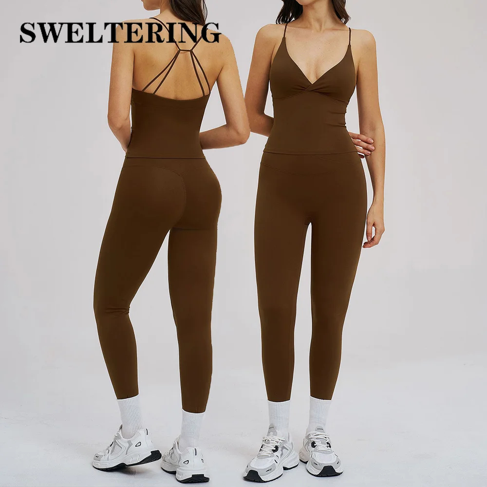 

Women's Tracksuit 2PCS Yoga Outfits Fitness Suit Sports Set Gym Clothes High Waist Leggings Sports Underwear Workout Sportswear