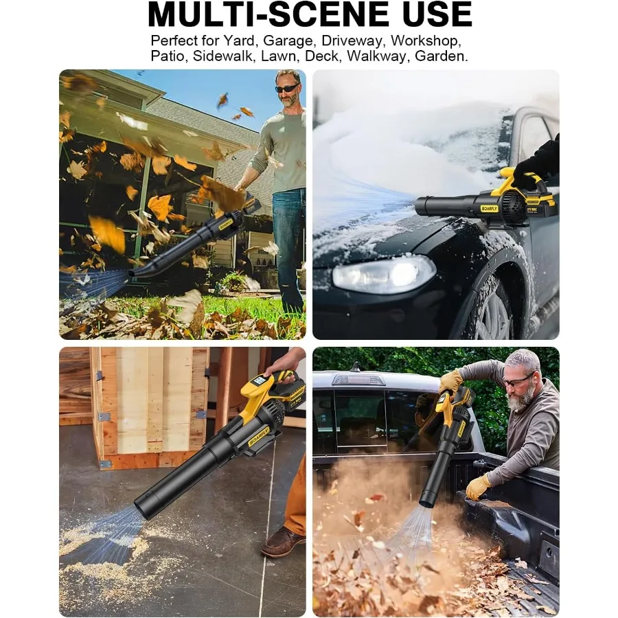 Cordless Leaf Blower with 650CFM High-Performance Airflow and 3 Speed Levels for Efficient Lawn Care Yard Maintenance Leaf Remo