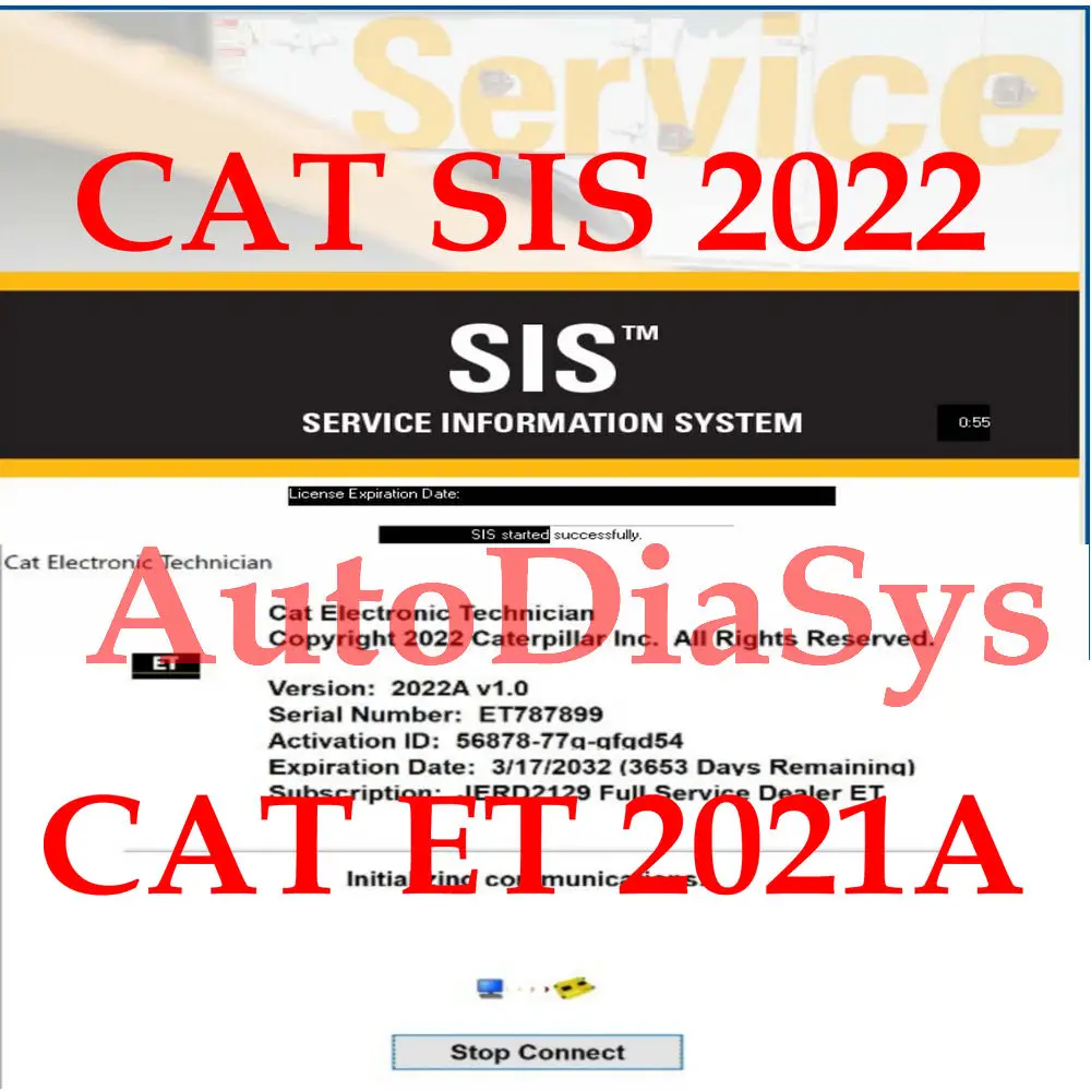 For red Caterpillar CAT ET 2025A diagnostic program Factory password 10 digit SIS Service Information System EPC Repair Software