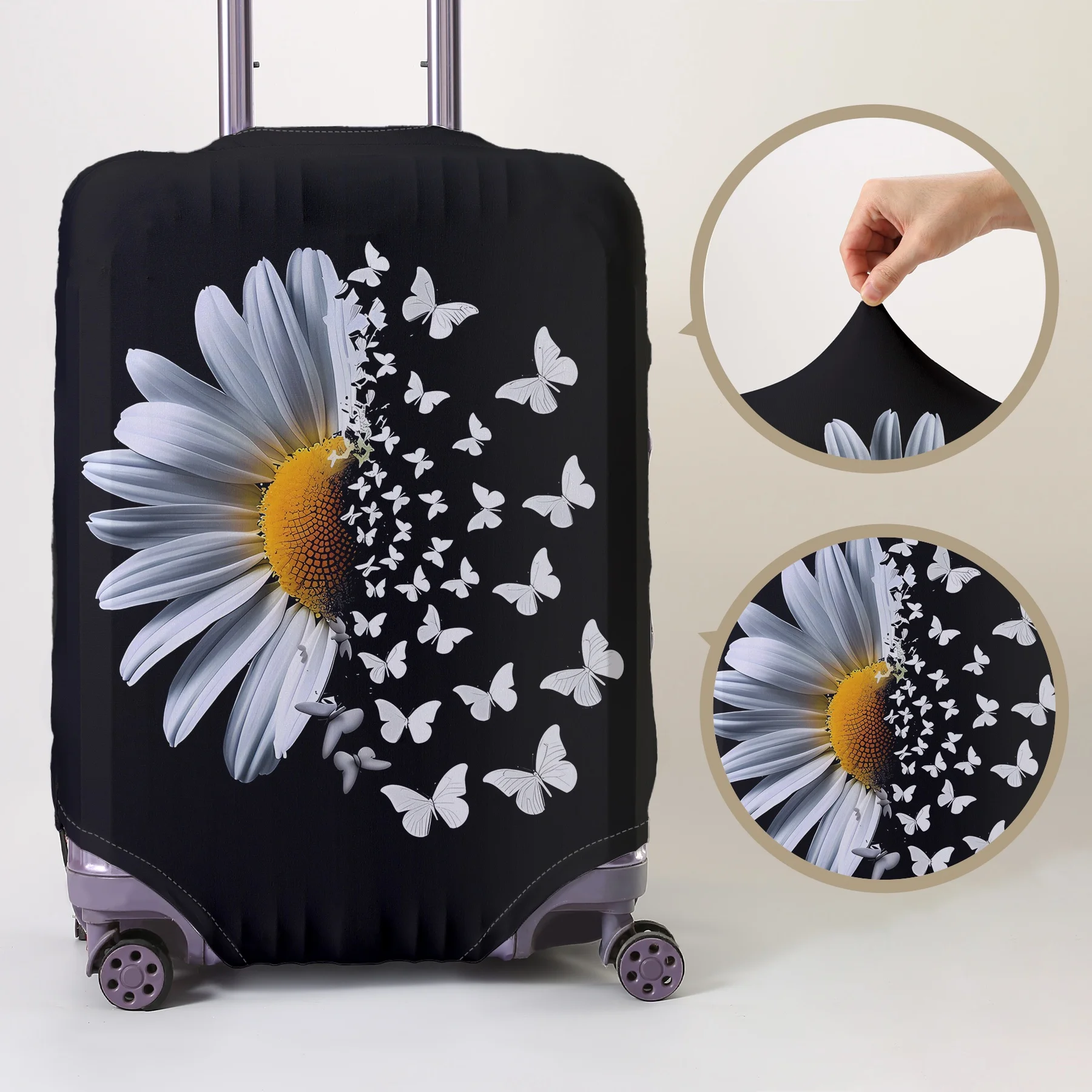 

Daisy butterfly pattern luggage protection cover, suitable for 18-32 inch luggage covers, luggage handle gloves, travel accessor