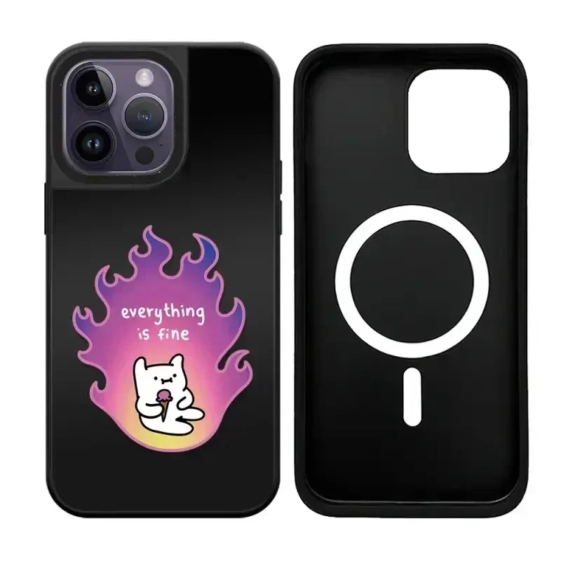 

Cartoon Cat Dinosuar iPhone 11 12 13 14 15 Pro Max Mirror Surface MagSafe Case Cover Shell