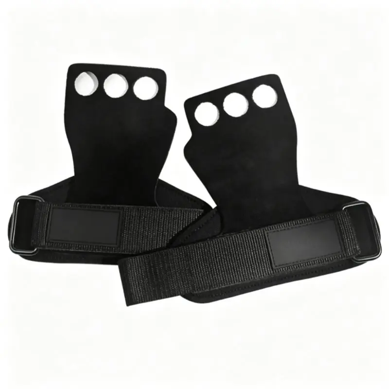 AB68 Men's Leather Hand Grips For Training & Gymnastics - 3 Finger Full Coverage Genuine Leather Palm Grips